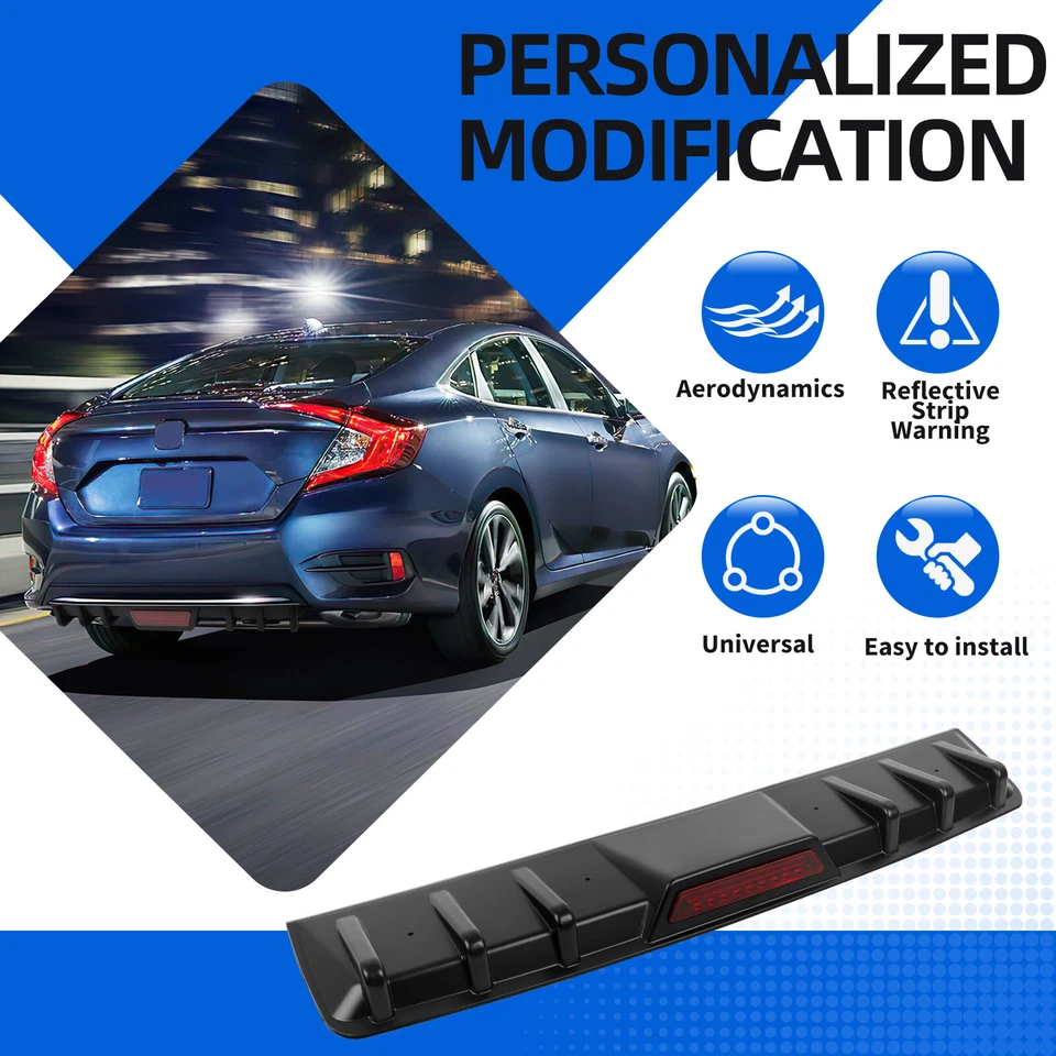 For Chevrolet Malibu Car Rear Bumper Diffuser Lip Spoiler Splitter Body kit - Image 2 of 4