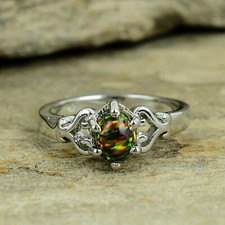 Ethiopian Black Fire Opal Ring 925 Sterling Silver Ring Women Ring Dainty Ring