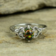 Ethiopian Black Fire Opal Ring 925 Sterling Silver Ring Women Ring Dainty Ring