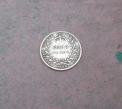 British Guiana & West Indies. 1894 Silver (.925) Fourpence . Fine KM# 26 - Image 1 of 2