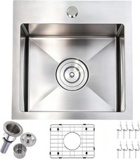 15x15 Inch Bar Sink Drop In Topmount Kitchen Sink Stainless Steel Square Small
