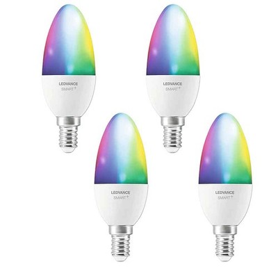 4 x Ledvance LED Smart+ Kerze 4,9W = 40W E14 RGBW 2700K-6500K Dimmbar App WiFi