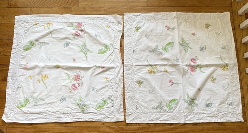 Yves Delorme Paris Colorful Floral Euro Pillow Case Set Of 2 100% Cotton Rare - Picture 1 of 6
