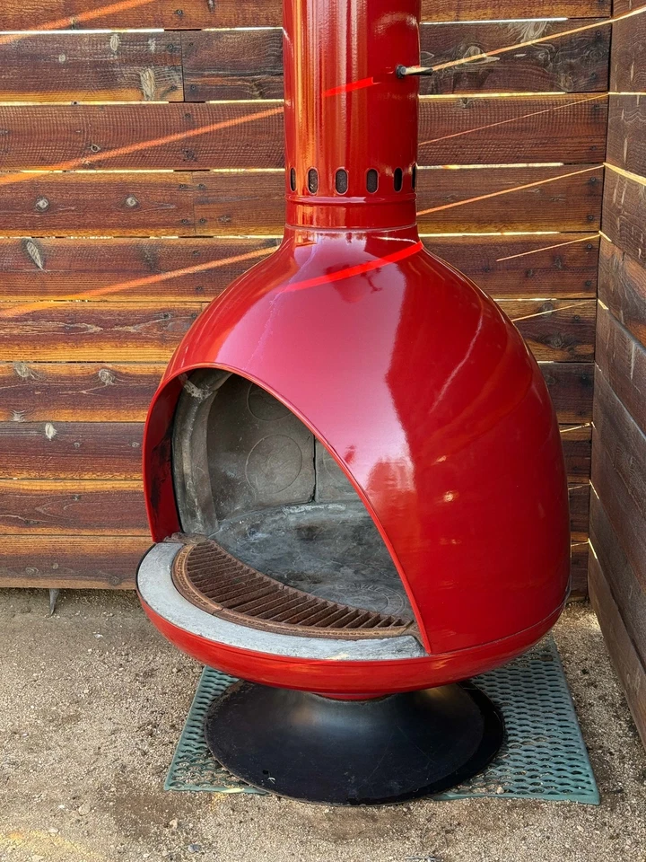 Malm Fire Drum 3 - Chimenea de leña al aire libre California - Rojo Vermillion Foto 4 de 4