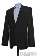 HUGO BOSS Current Gray Blue Plaid Check 100 Wool Blazer Sport Coat Jacket 42 R