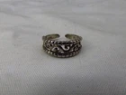 Vintage Sterling Silver Swirl Design Band Style Toe Ring Adjustable #650