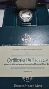 1994 P Women In Military Proof Commemorative 90% Silver Dollar US Coin
