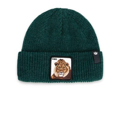 Goorin Bros. The King Beanie Guard Dark Green Unisex Strickmütze Löwe Patch Neu