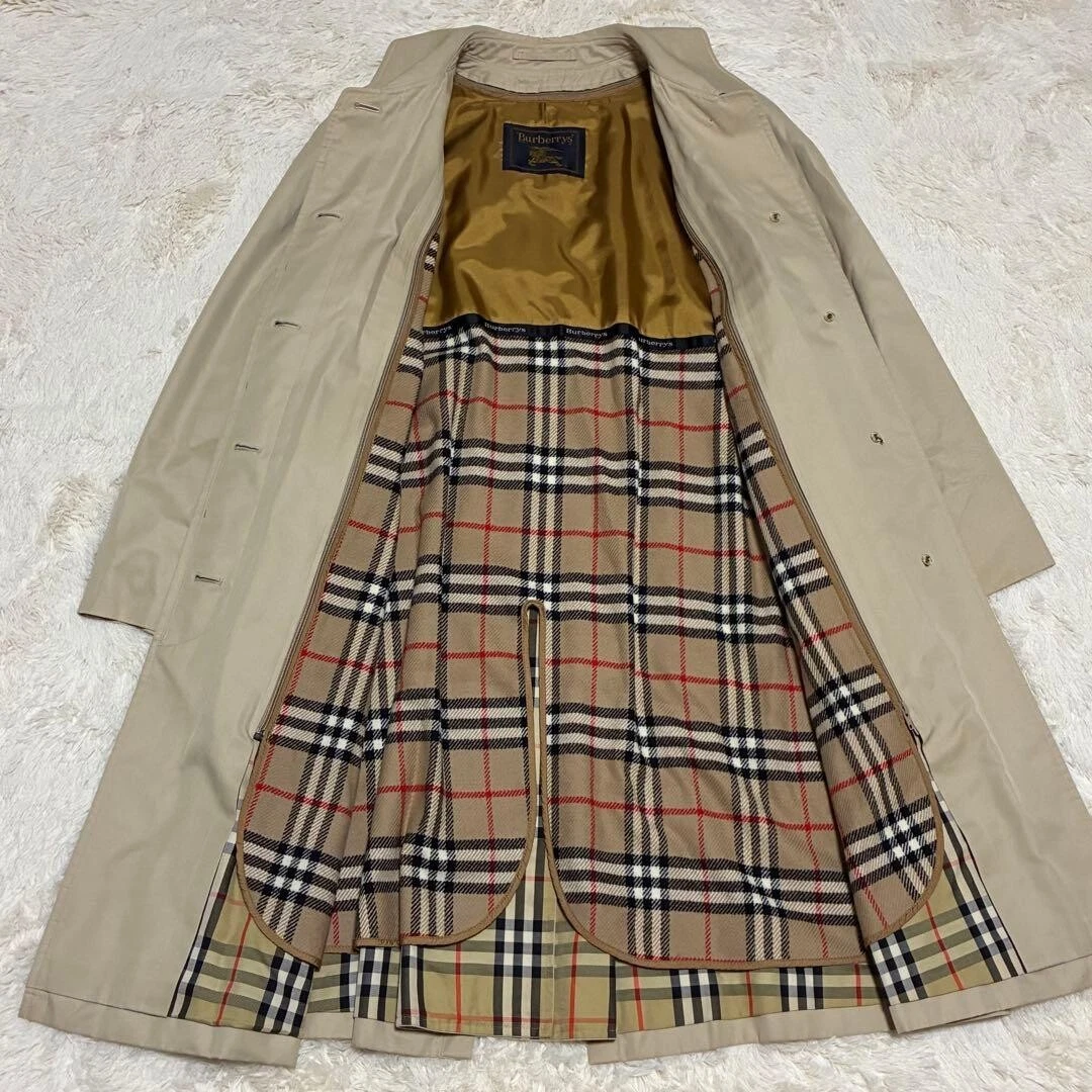 Auténtica gabardina larga forrada a cuadros Burberrys Nova beige vintage