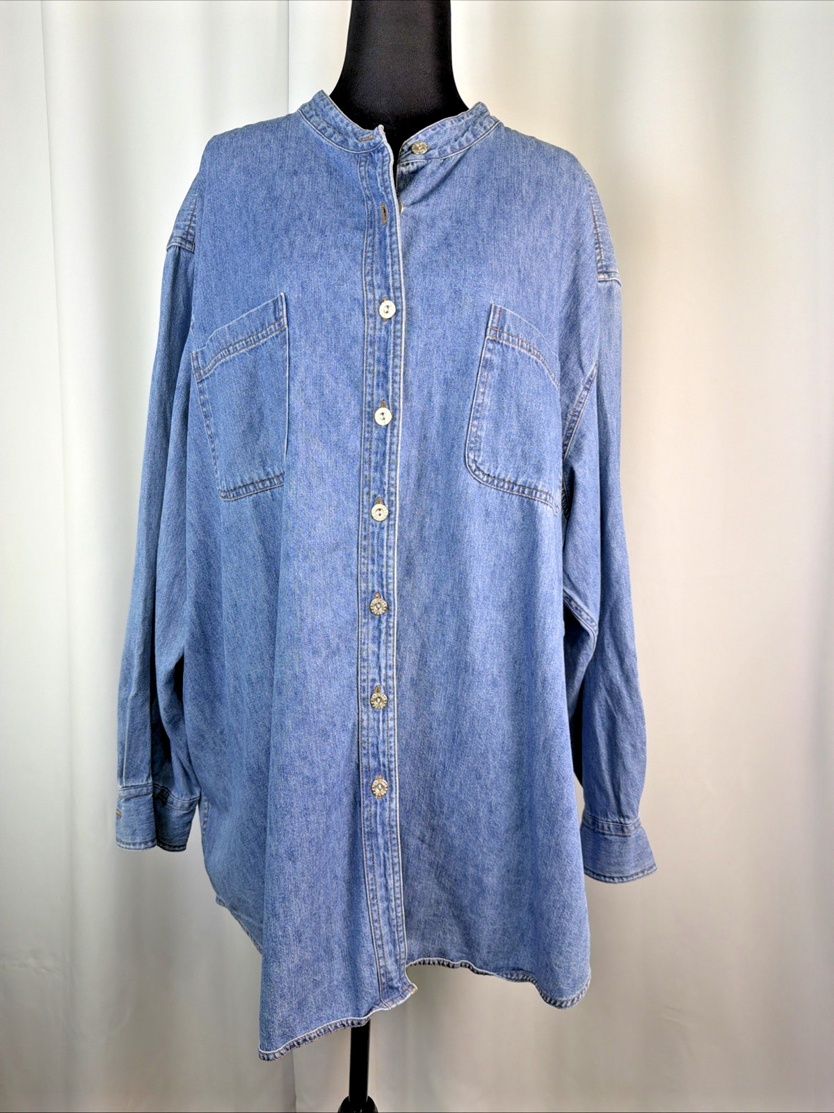Vintage Venezia Jean Chambray Denim Tunic Shirt 22/24 Plus 100% Cotton Button Up
