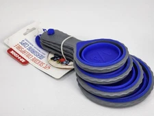 Ar+Cook 4 pc Collapsible Silicone Measuring Cups Set, Gray/Blue