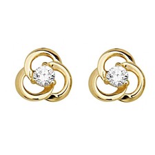 Genuine 14k Yellow Gold 7mm Cubic Zirconia Knot Screwback Safety Earring Studs