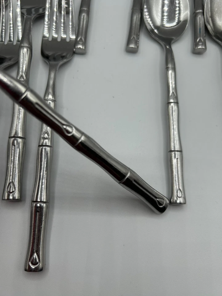 CUBIERTOS HAMPTON PLATEROS BAMBÚ ACERO INOXIDABLE 24 Piezas Cucharas/Tenedores/Cuchillos Foto 2 de 4