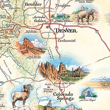 Colorado Map Wall Art Poster - Authentic Hand Drawn Maps in - Lithographic