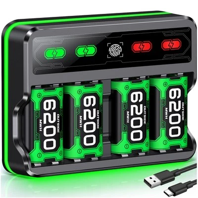 ESYWEN 4*6200mWh Akku &Ladestation für Xbox One X/S/Elite/Xbox Series X/S Controller