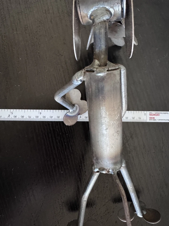 Estatua de perro de metal soldada con cola y ojos Foto 2 de 4