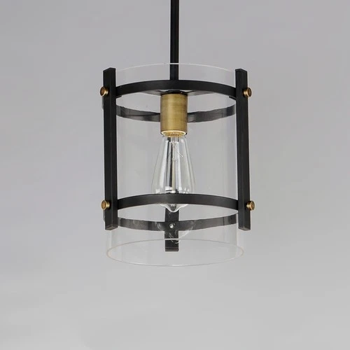 Capitol 1-Light Pendant in Black with Antique Brass - Picture 2 of 4
