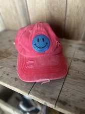 CC Red Hat Blue Smily Face Distressed