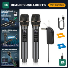 Dual Wireless Microphone System for Karaoke, 500ft Range, Rechargeable, AI Noise