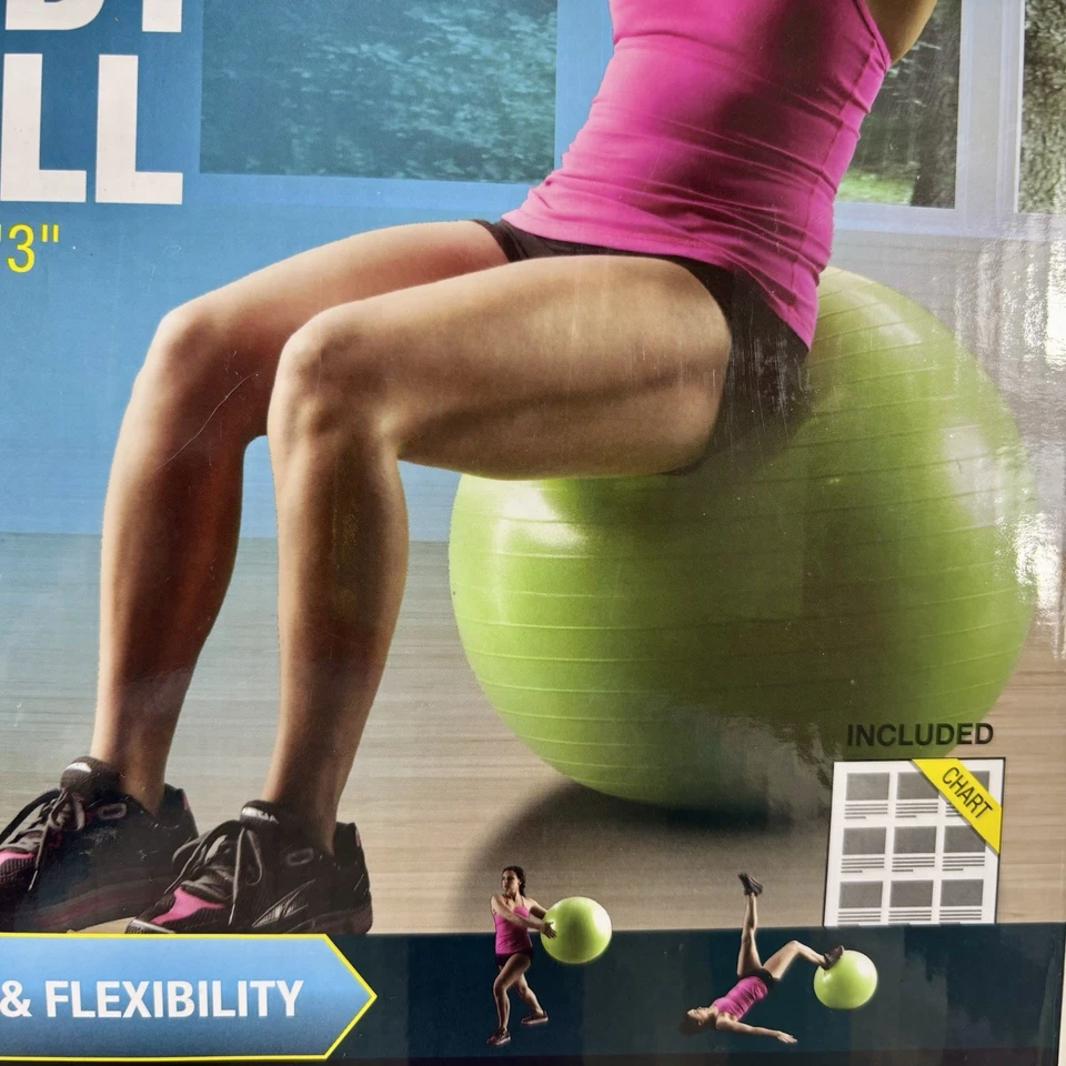 "Nuevo Gold's Gym Anti-Burst Core Entrenamiento Cuerpo Bola Verde Bomba de Aire 55 cm Hasta 5'3""" Foto 4 de 4