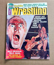 Inside Wrestling magazine 1975 Oct Chief Jay Strongbow Billy Graham blood Cover