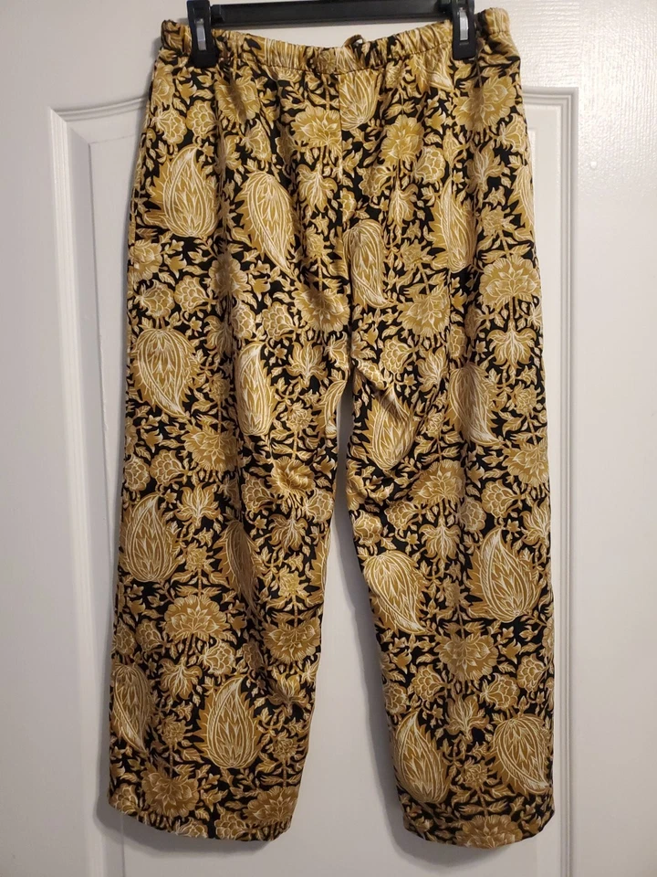 Pantalones para mujer Natori de seda con flores doradas talla S Foto 2 de 4