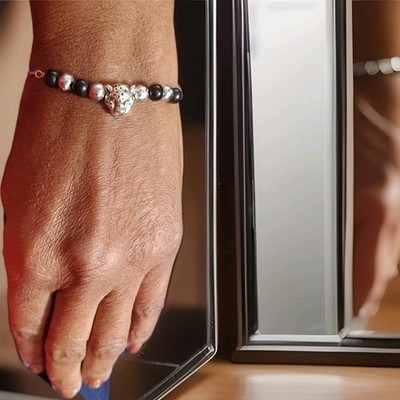 Wunderbarer Meteorit Panther Meteorit & Schungit Perlen Sterlingsilber Armband