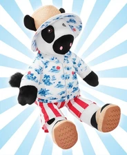 Chick-fil-A Summer 2025 Plush Cow Doll Toy Blue Tropical Island Shirt Cabana 7"