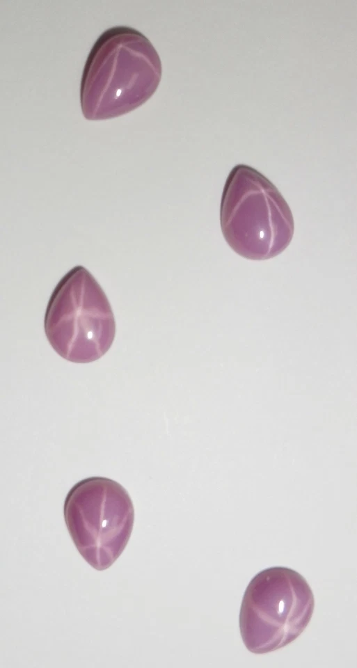 Opaque Star Ruby Pear 8x6 mm Cabochon 6 Rayed Lab-created Stone 10 pieces Lot - Image 3 of 4