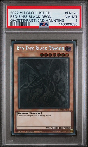 YuGiOh 2022 GFP2-EN176 Red-Eyes Black Dragon Ghost Rare 1st Edition PSA 8 Ghost 