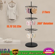 3-tier Rotatable Dispaly Rack Round Clothing Rack Metal Clothes Hanging Rack
