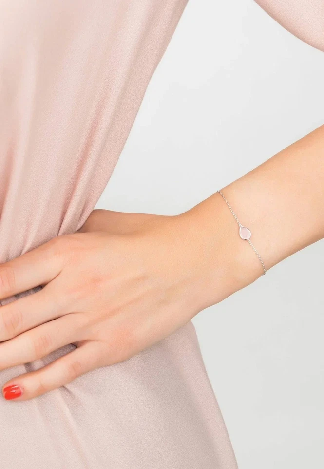 LATELITA Braccialetto Rosa Quarzo Small Gemma Damigella Regalo Argento Sterling - Immagine 2 di 4