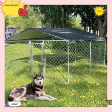 10x10 FT Outdoor Pet Dog Run House Enclosure Dog Kennel Playpen w/ Roof US STOCK