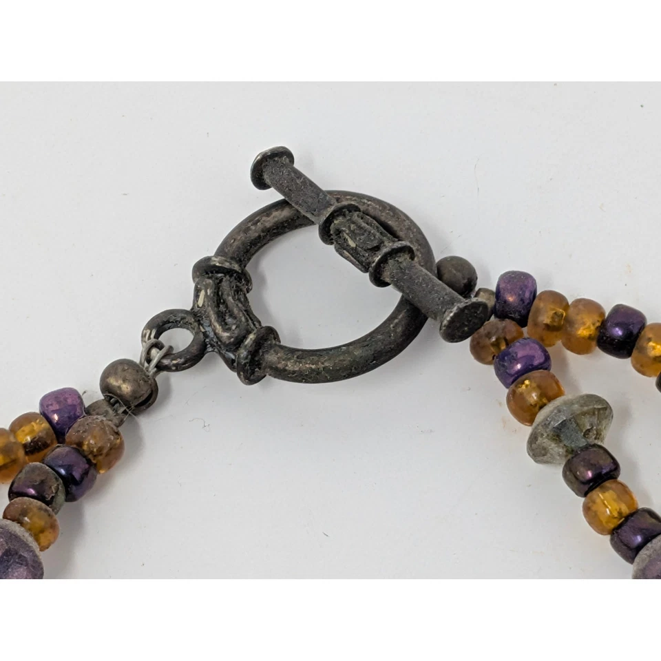 Collar babero con cuentas llamativo ámbar piedras preciosas boho artesanal adornado artístico Foto 4 de 4