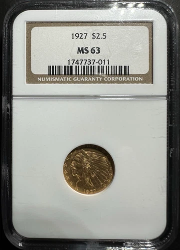 1927 $2.50 Indian Gold Quarter Eagle NGC MS63