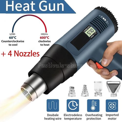 #ad NEW Heat Gun Electric Hot Air Gun Dual Temperature LCD Display 4 Nozzles Tool US $21.85