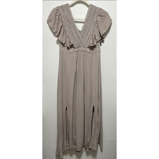 Baltic Born Jennifer Midi Ruffle Feminine Tassel Tan Dress Size Small