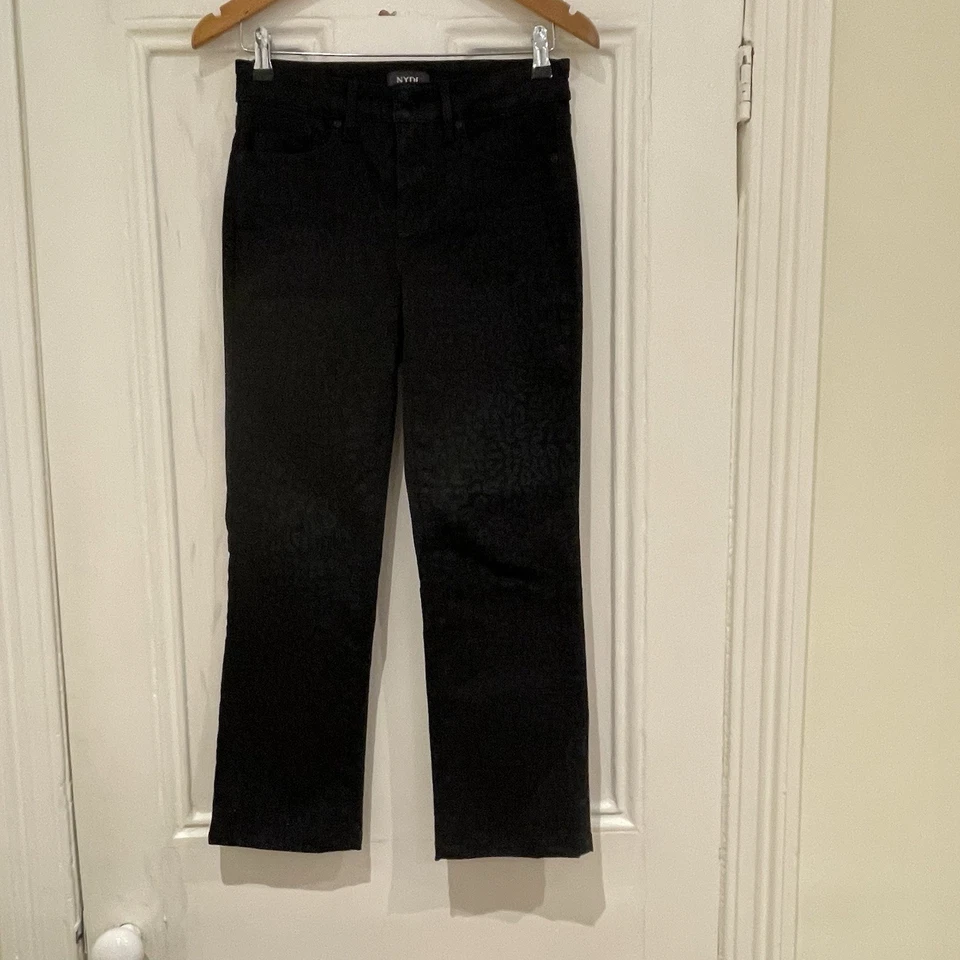 NYDJ Marilyn Straigh Leg Jeans - Black Leopard - UK 6 / 8 - Image 2 of 4