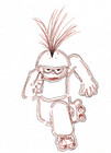ACEO Ink Art Card - Creature with Roller Skates - Character 2.5x3.5