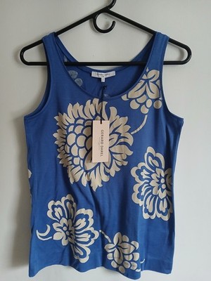 Gerard Darel Made In France Blue With Floral Pattern Tank Top USASz6-8