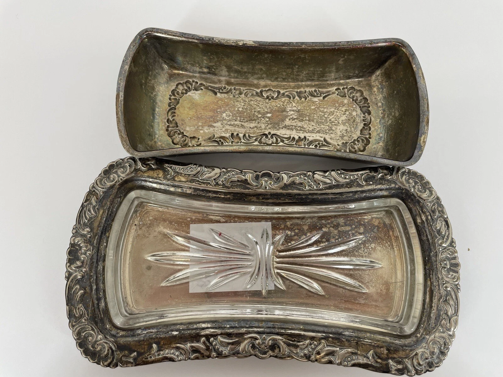 Vintage Viking Silver Plate Butter Dish With Lid And Glass Insert