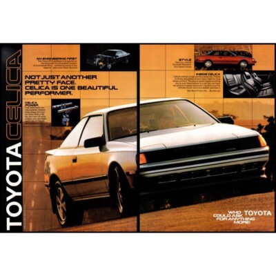1986 Toyota Celica Sports Car 2 Page Vintage Print Ad Japan Import
