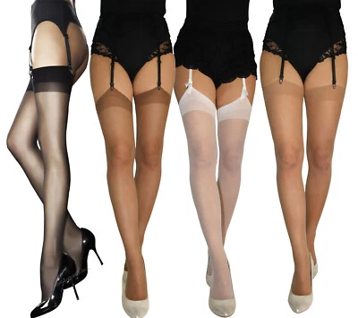 Fiore Suspender Stockings Justine New Sizes S M L XL XXL 20 Denier Sheer