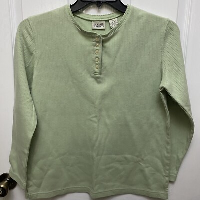 WOMEN S CLASSIC ELEMENTS GREEN LONG SLEEVE SHIRT SIZE SMALL(6-8)