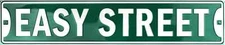 EASY STREET 24" x 5" EMBOSSED METAL SIGN ST GAME ROOM MAN CAVE BAR PUB ROAD RD