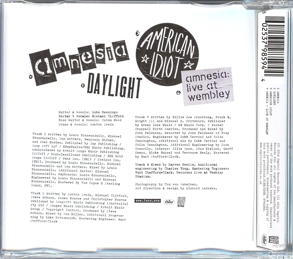 5 SECONDS OF SUMMER Amnesia LIVE at Wembley 5SOS CD American Idiot DAYLIGHT 0617 - Image 3 of 3