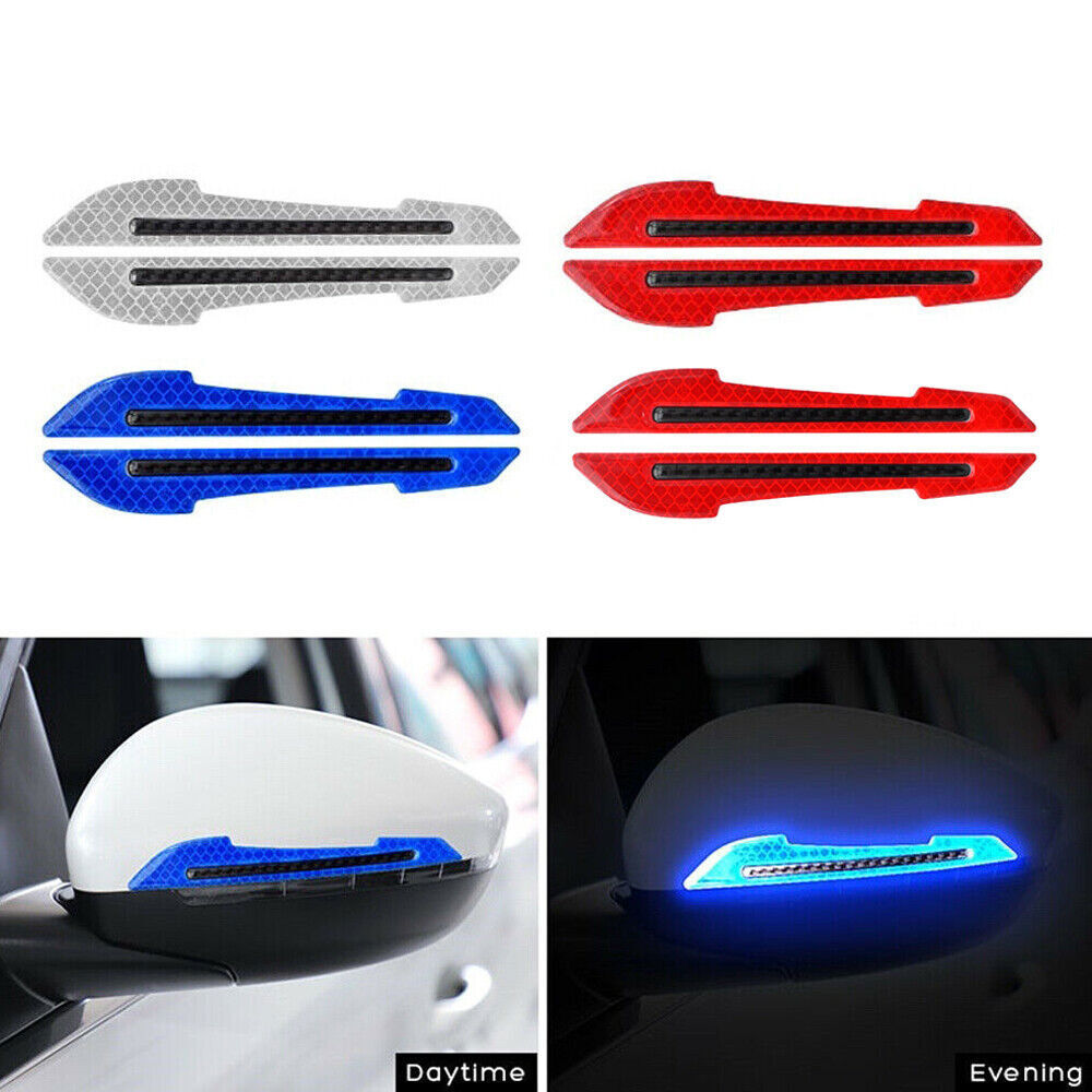 2x Red Reflective Carbon Fiber Car Side Mirror Warning Molding Trim Accessories