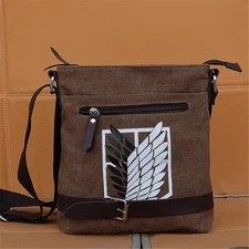 Anime Attack on Titan Survey Shoulder Bag Brown Canvas Corps Style Messenger Bag