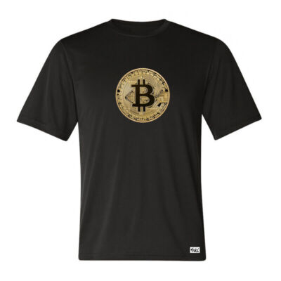 EAKS  Herren T-Shirt Motiv: ''Bitcoin-Münze Gold'' goldene Bitcoinmünze Geld Börse