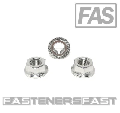 FAS (25) 3/8-24 Stainless Steel Serrated Flange Nuts 304 Stainless Flange Lock Nuts